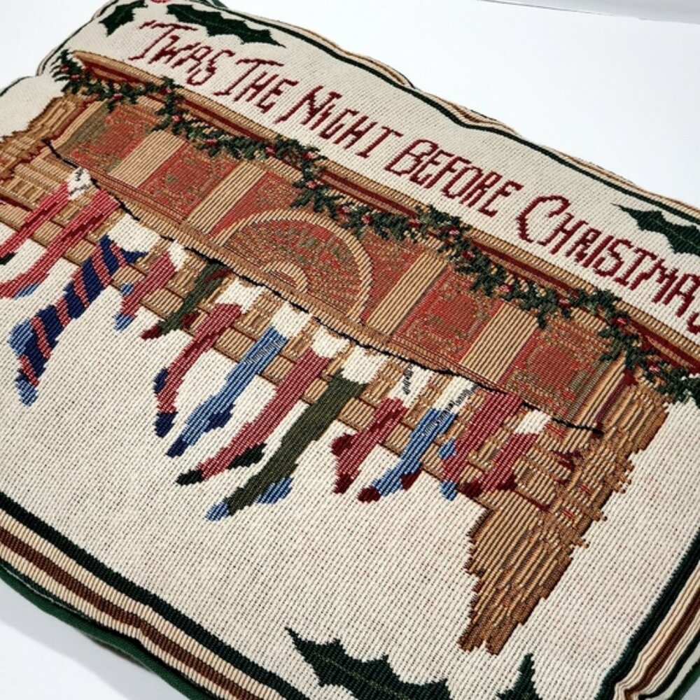 Small  "Twas The Night Before Christmas" Tapestry Throw Pillow Decor Accent